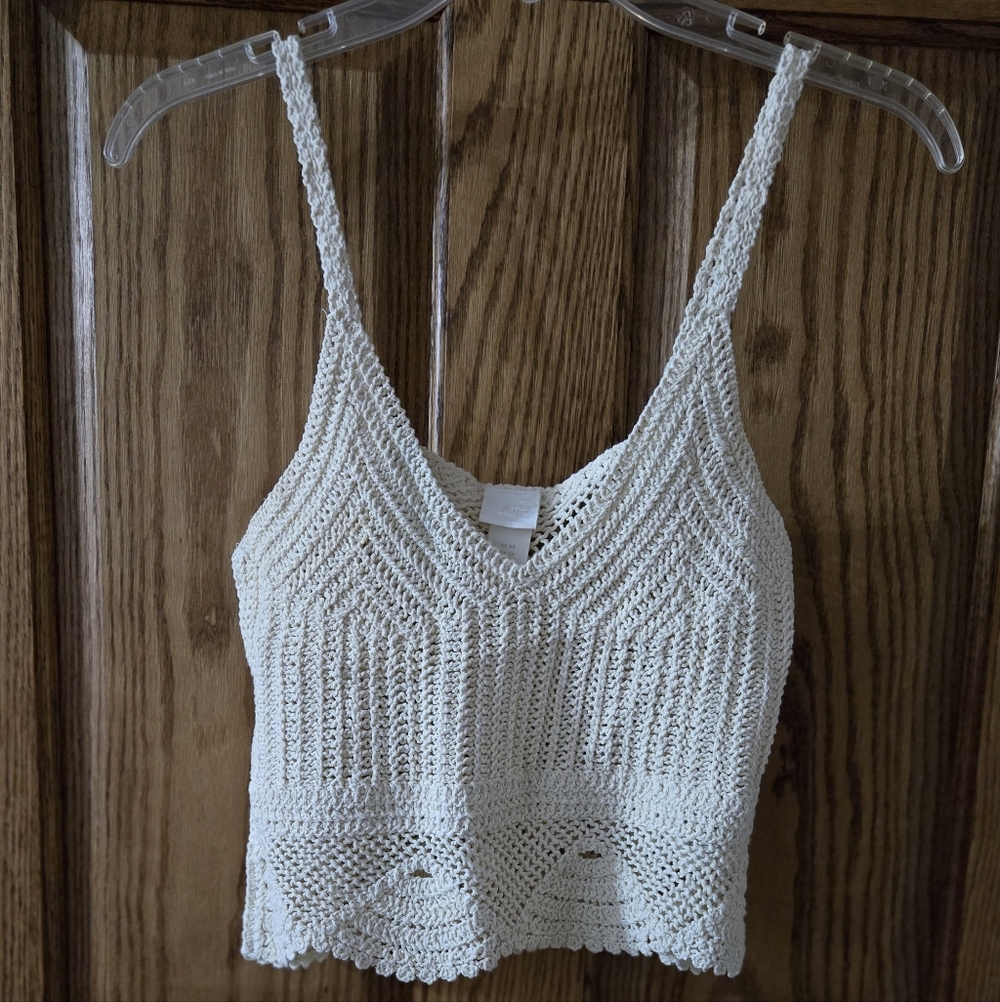 Elegant Cream Crochet Women's Top